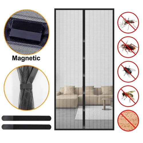 Magnetic Screen Door Mesh Curtain Durable Heavy Duty Mosquito Net Bug