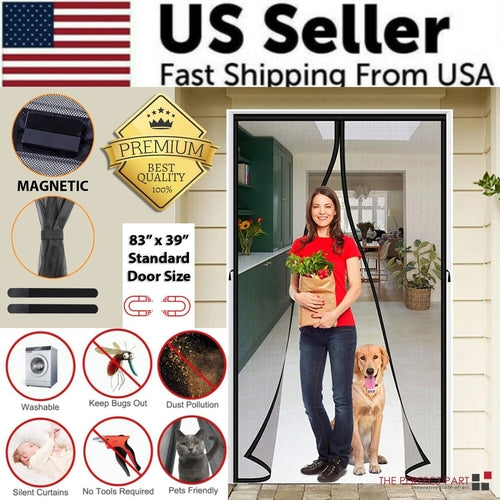 Magnetic Screen Door Mesh Curtain Durable Heavy Duty Mosquito Net Bug